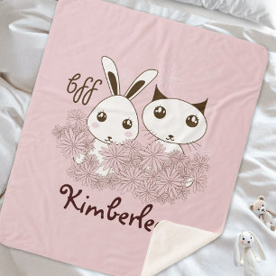 Manta Sherpa Chicas  de amigos de animales conejitos rosados de