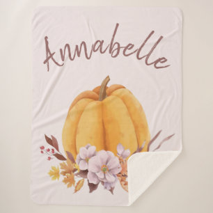 Manta Sherpa Chicas de nombre de otoño de la calabaza floral ro