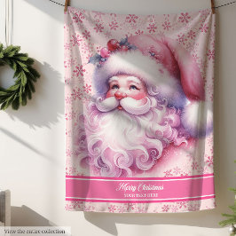 Manta Sherpa Chicas de Pinkmas Navidades de Santa Name Blanket 