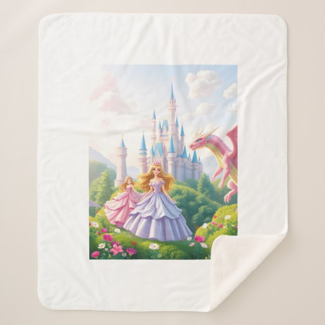 Manta Sherpa Chicas del Castillo de Princess Blanket - Niño de  (Anverso)