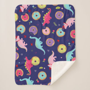 Manta Sherpa Chicas Dinosaurios y Donuts Sherpa Blanket