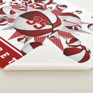 Manta Sherpa chicas estrellas de baloncesto blanco rojo persona