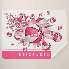 Manta Sherpa chicas estrellas de baloncesto rosa personalizadas