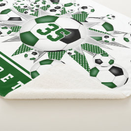 Manta Sherpa chicas estrellas de pelotas de fútbol negro verde