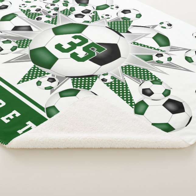 Manta Sherpa chicas estrellas de pelotas de fútbol negro verde (3/4)