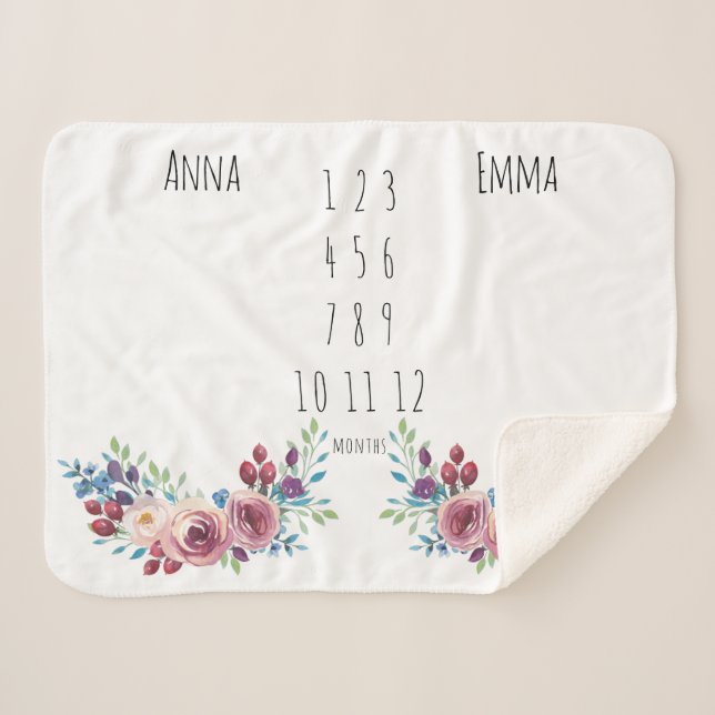 Manta Sherpa Chicas Florales Doble Fleece Fleece Blanket (Anverso (horizontal))