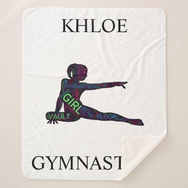 Manta Sherpa Chicas Gimnasia Word Art Sherpa Blanket (Anverso)