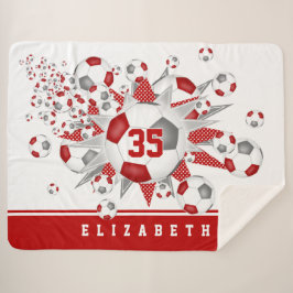 Manta Sherpa chicas grises rojos estrellas de baloncesto deport