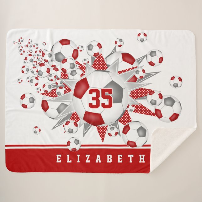 Manta Sherpa chicas grises rojos estrellas de baloncesto deport (Anverso (horizontal))