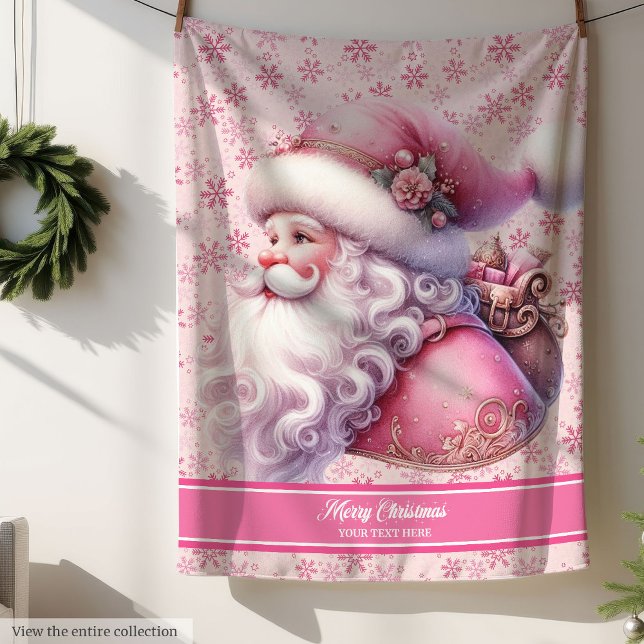 Manta Sherpa Chicas personalizados de Pinkmas enmascaran a Sant (Pinkmas Personalized Girls Blanket Santa Claus)