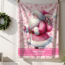 Manta Sherpa Chicas Pink Santa Claus Blanket Personalizado Pink