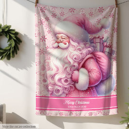 Manta Sherpa Chicas Pink Santa Name Blanket Holiday Pinkmas
