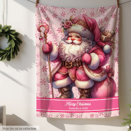 Manta Sherpa Chicas Pinkmas Santa Blanket Cosy Personalizado
