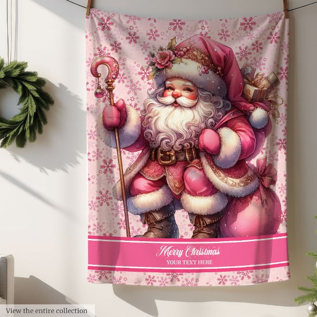 Manta Sherpa Chicas Pinkmas Santa Blanket Cosy Personalizado (Pinkmas Santa Blanket Girls Personalized Cozy Throw)