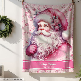 Manta Sherpa Chicas rosados de Santa Claus Personalizado en bla