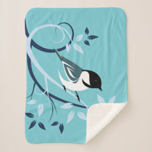 Manta Sherpa Chickadee capsulado negro decorativo
