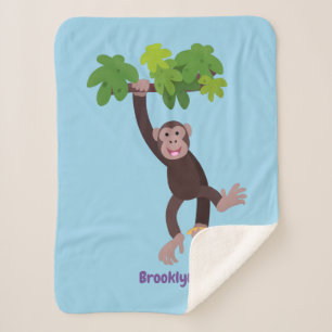 Manta Sherpa Chimpancé lindo en personalizado colgante de la ju