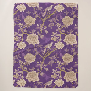 Manta Sherpa Chinoiserie violeta de moda