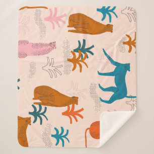 Manta Sherpa Chita de la jungla: Patrón Tropical Funky.