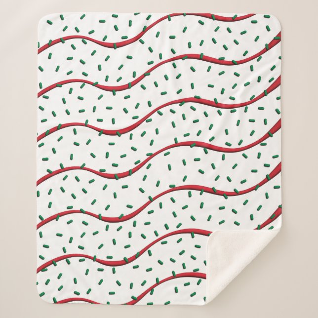 Manta Sherpa Christmas Cake Red Stripe Frosting Green Sprinkles (Anverso)