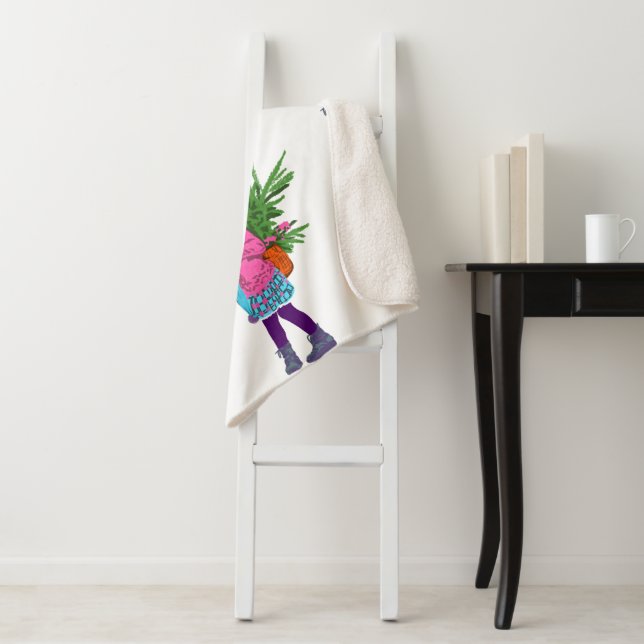 Manta Sherpa Christmas Illustrated Holiday Sherpa Blanket (In situ)