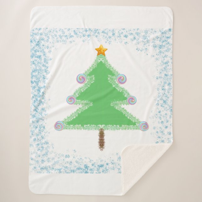 Manta Sherpa Christmas Tree Sherpa Blanket (Anverso)