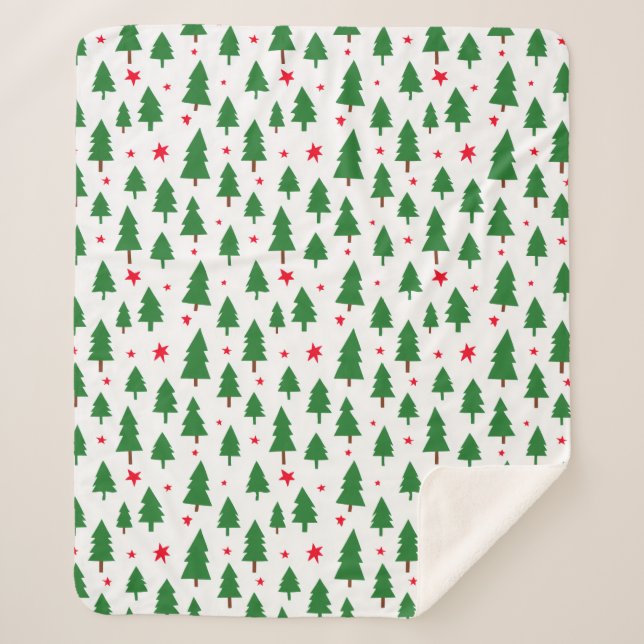 Manta Sherpa Christmas Trees and Stars (Anverso)