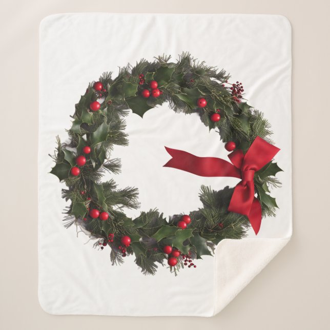 Manta Sherpa CHRISTMAS WREATH Fleece Blanket (Anverso)