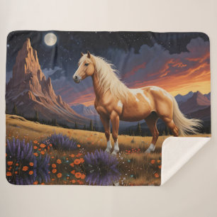 Manta Sherpa Cielo nocturno de mustang silvestre pinto palomino