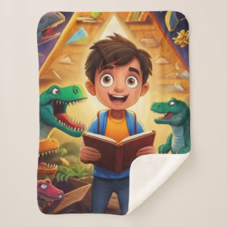 Manta Sherpa Ciencia infantil leyendo a dinosaurios - Diseño ún