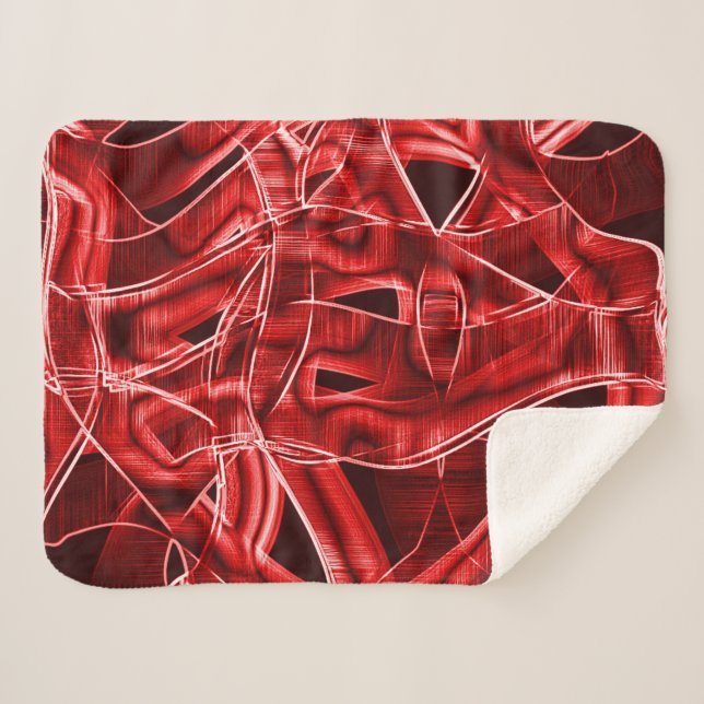 Manta Sherpa Cinta acrílica roja izquierda cruzada y superpuest (Anverso (horizontal))