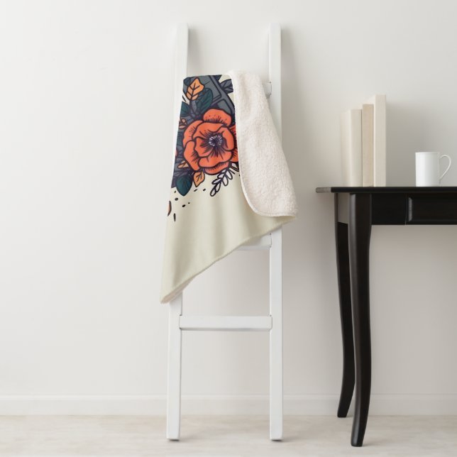 Manta Sherpa Cinta de cassette floral (In situ)