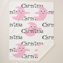 Manta Sherpa Cinta de Fantasma Rosa con nombre
