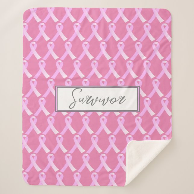 Manta Sherpa Cinta rosa Sobreviviente de Cáncer de Mama Sherpa  (Anverso)
