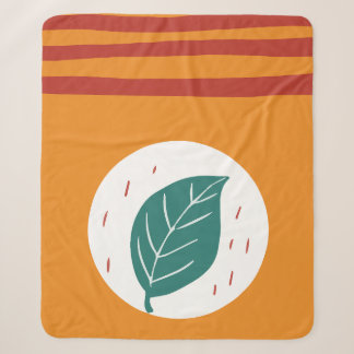 Manta Sherpa Círculo de Hoja Verde Minimalista Naranja Abstract