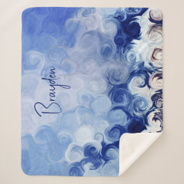 Manta Sherpa Círculos abstractos azules personalizados Sherpa B