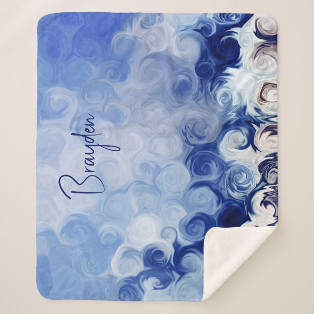 Manta Sherpa Círculos abstractos azules personalizados Sherpa B (Anverso)