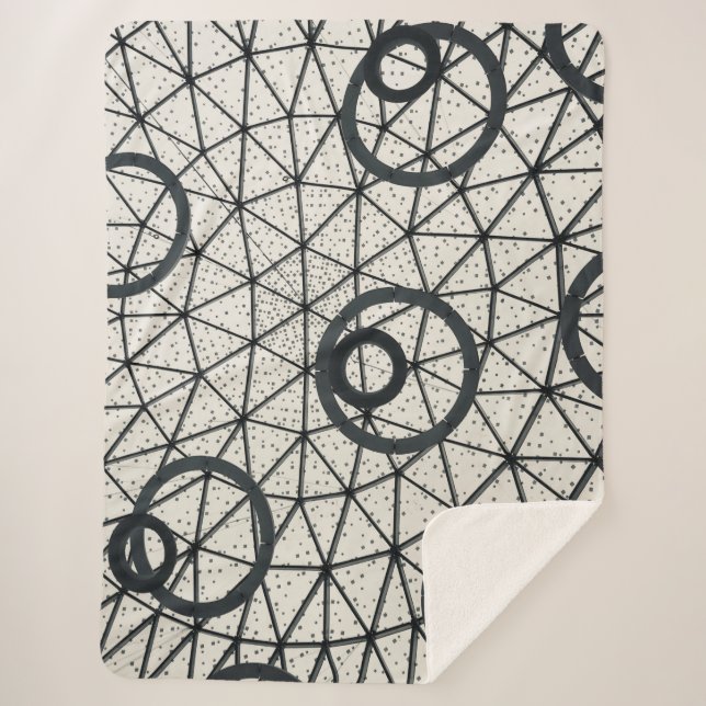 Manta Sherpa Círculos abstractos de blanco y negro (Anverso)