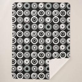 Manta Sherpa Círculos retro Blanco negro