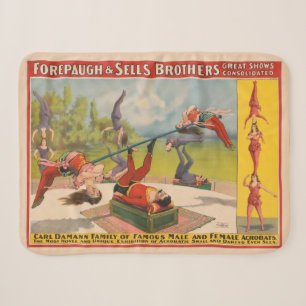 Manta Sherpa Circus Poster Mostrando Actos Acrobáticos, Circa 1