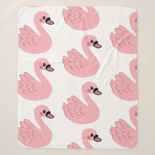 Manta Sherpa Cisne rosa Kawaii - Personalizado lindo