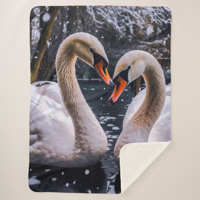 Manta Sherpa Cisnes románticos en un país maravillosamente inve (Anverso)