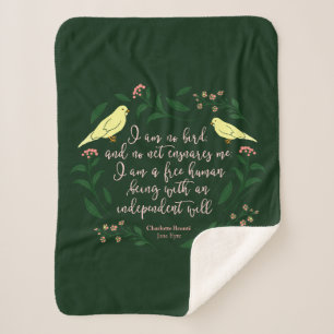 Manta Sherpa Cita de ave floral verde Jane Eyre Charlotte Bront
