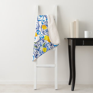 Manta Sherpa Cítricos de verano, boho, bohemio, floral 