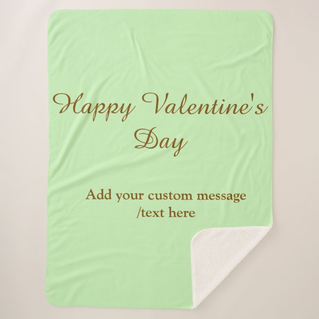 Manta Sherpa Citrus green brown happy Valentine's day simple  (Anverso)