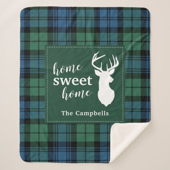 Manta Sherpa Clan Campbell Plaid, Navidad de Tartán Personaliza (Anverso)