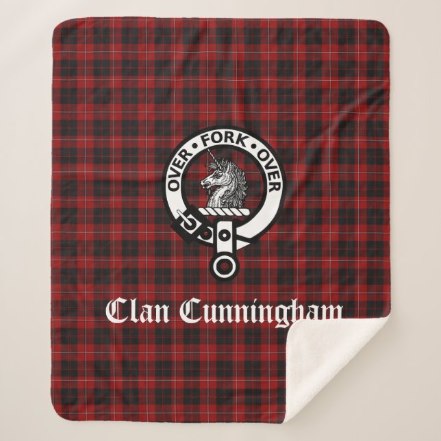 Manta Sherpa Clan Cunningham Escudo Badge y Tartán (Anverso)
