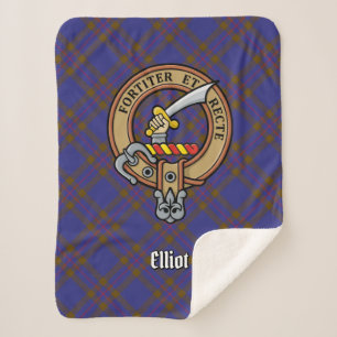 Manta Sherpa Clan Elliot Escudo sobre el tartán moderno