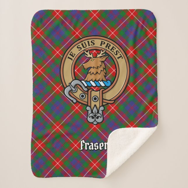 Manta Sherpa Clan Fraser de Lovat Escudo sobre Tartán (Anverso)