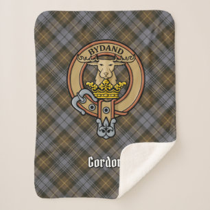 Manta Sherpa Clan Gordon Escudo sobre el tartán erosionado